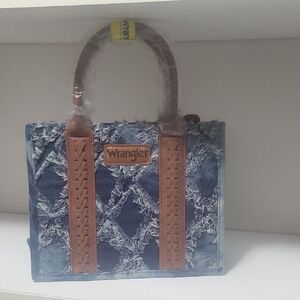 Wrangler Distressed Denim and Leather Tote